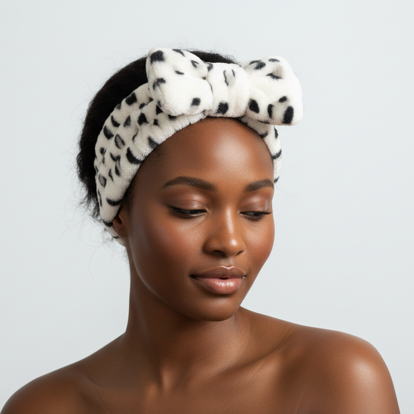 Spa Headband - Fluffy White Leopard
