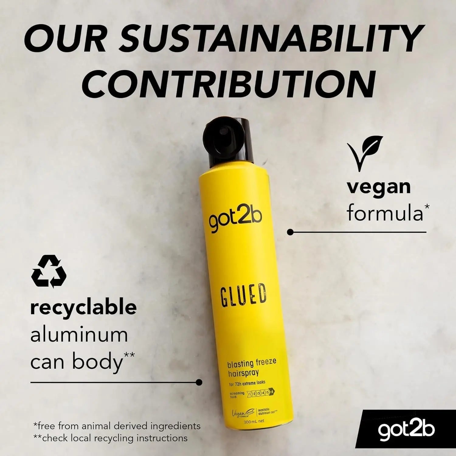 Got2B Glued Blasting Freeze Hairspray 300ml - Ultra Strong Hold 72H, Vegan Formula, for Extreme Hairstyles, Schwarzkopf & Henkel Gel Haircare Face K