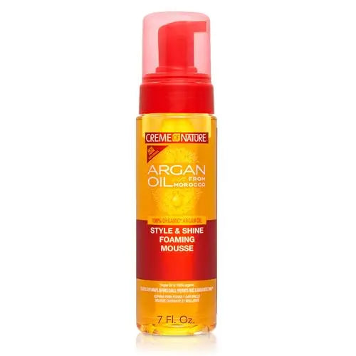 Creme of Nature Argan Oil Foaming Mousse - Curl Definition Shine & Moisture 100% Pure Moroccan Oil  7floz Face K