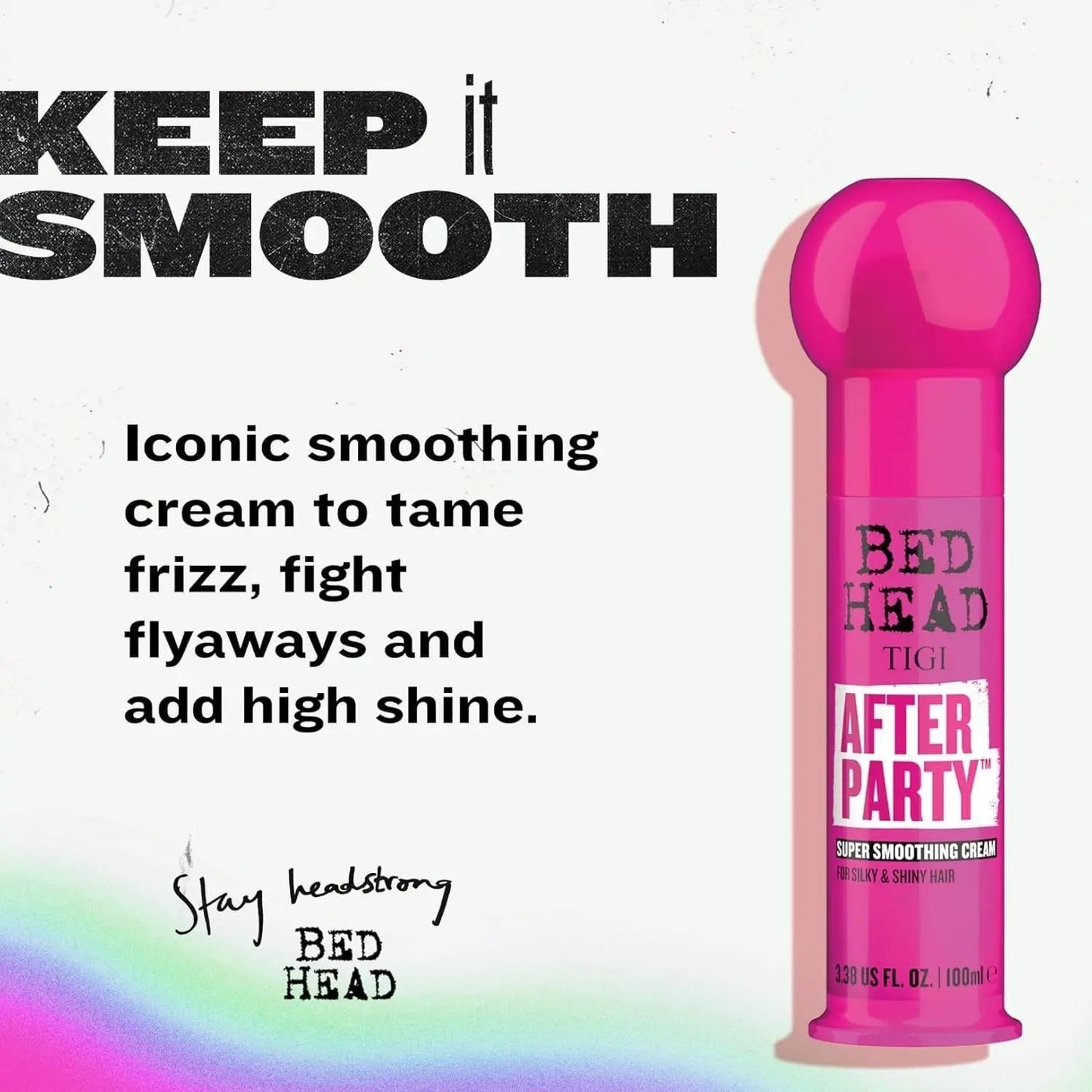 Bed Head by TIGI after Party Smoothing Cream - Anti Frizz Hair Styling Smoothing Cream, Styling for Straight, Wavy or Curly Hair Face K
