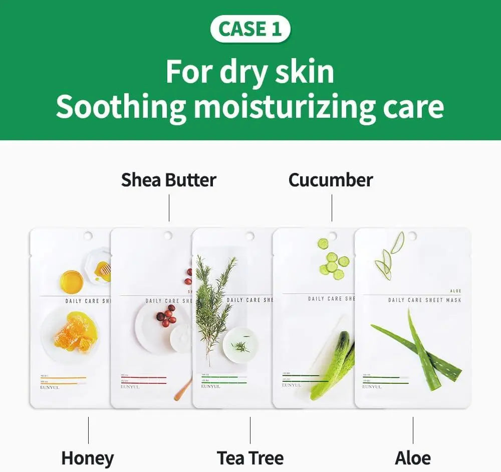 EUNYUL Face Sheet Mask Pack 12 - Korean Skincare Hydrating Facial Masks (12 sheets) Face K