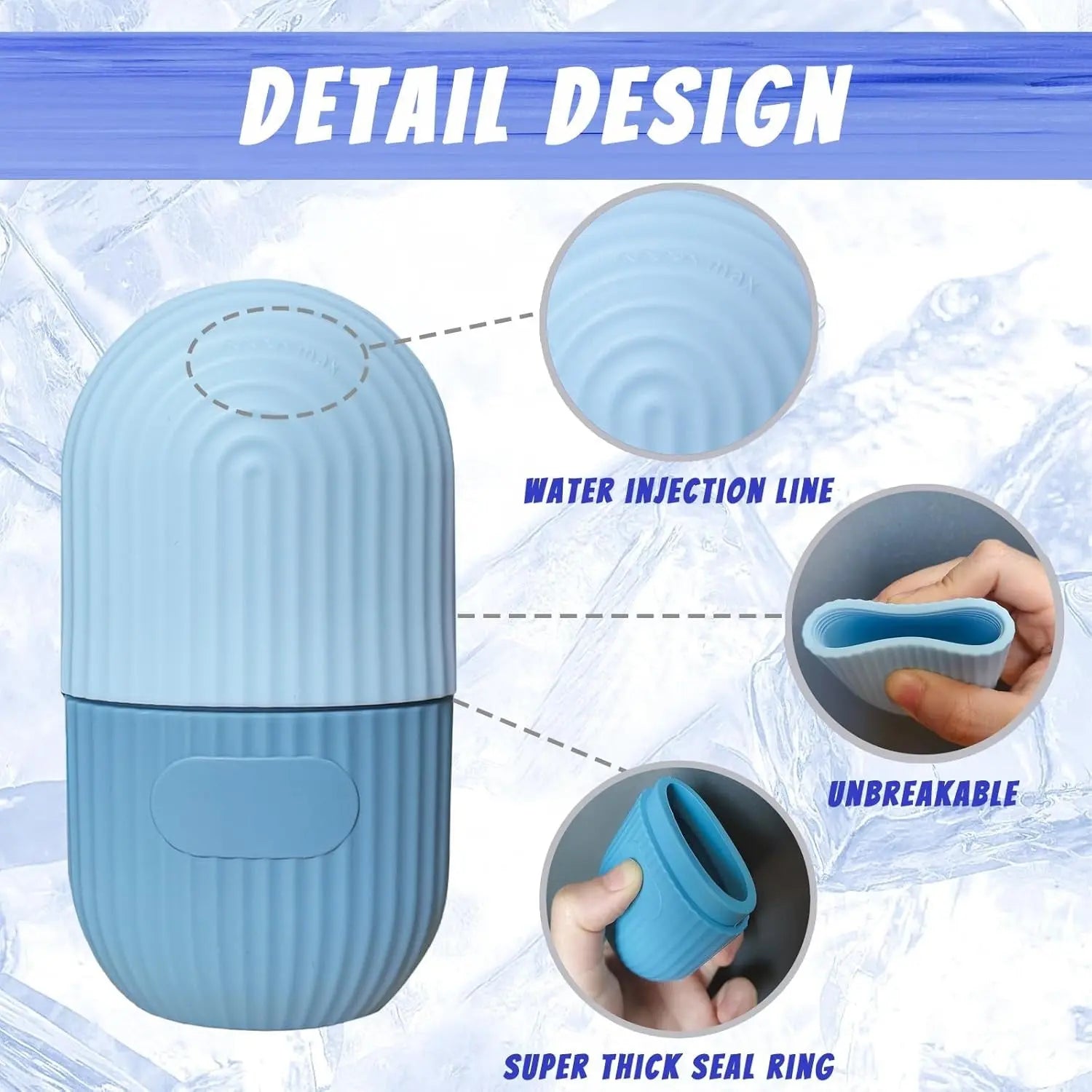 Joyeee Ice Face Roller, Reusable Silicone Mold Face Massage Eye Facial Beauty Skin Care Tools Apply Ice for Shrink Pores anti Wrinkle Reduce Puffiness Face K