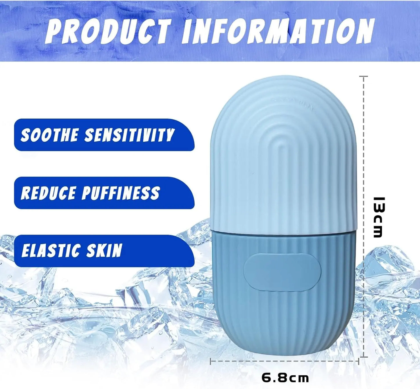 Joyeee Ice Face Roller, Reusable Silicone Mold Face Massage Eye Facial Beauty Skin Care Tools Apply Ice for Shrink Pores anti Wrinkle Reduce Puffiness Face K