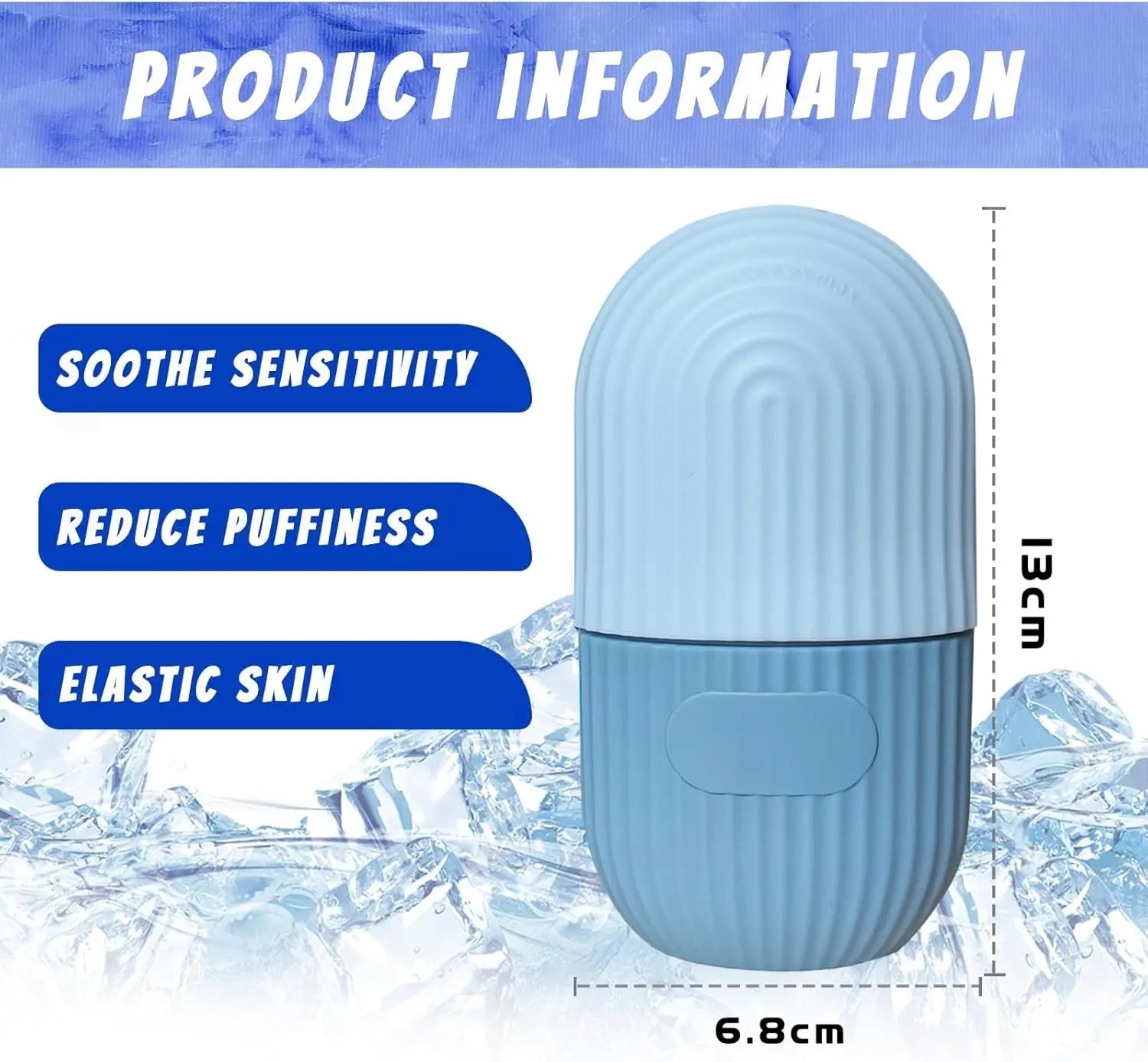 Joyeee Ice Face Roller, Reusable Silicone Mold Face Massage Eye Facial Beauty Skin Care Tools Apply Ice for Shrink Pores anti Wrinkle Reduce Puffiness Face K