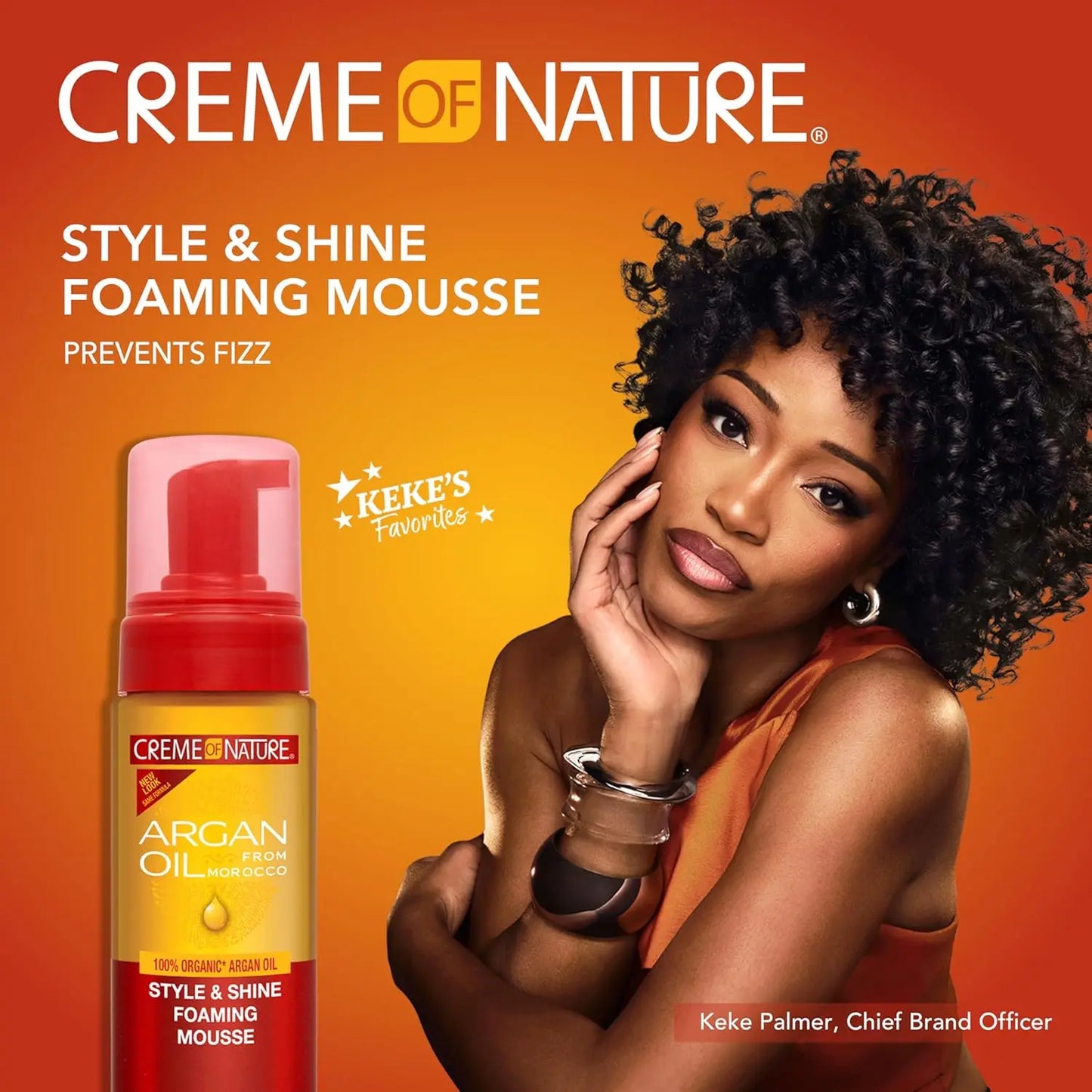 Creme of Nature Argan Oil Foaming Mousse - Curl Definition Shine & Moisture 100% Pure Moroccan Oil  7floz Face K