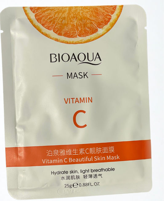 BioAqua Vitamin C Face Sheet Mask - Brighten, Hydrate, Rejuvenate (1 mask)