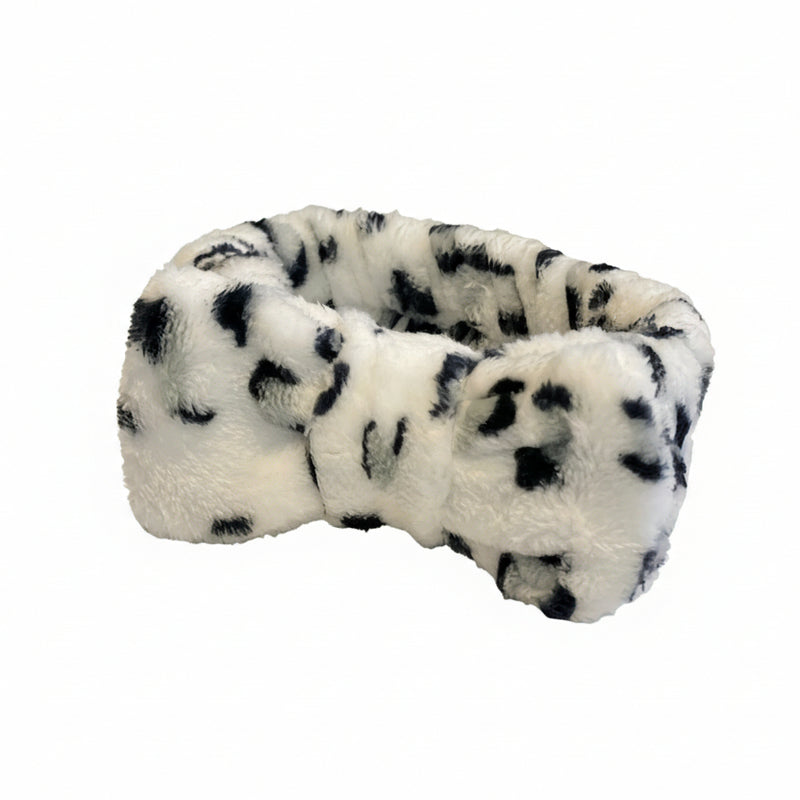 Spa Headband - Fluffy White Leopard