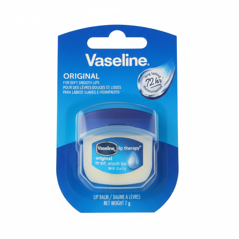 Vaseline lip balm packaging on a white background
