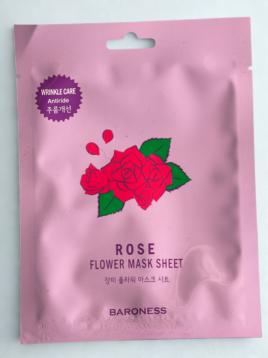 Baroness Rose Flower Face Sheet Mask - Softens, Calming, Anti-Inflammatory (1 mask)