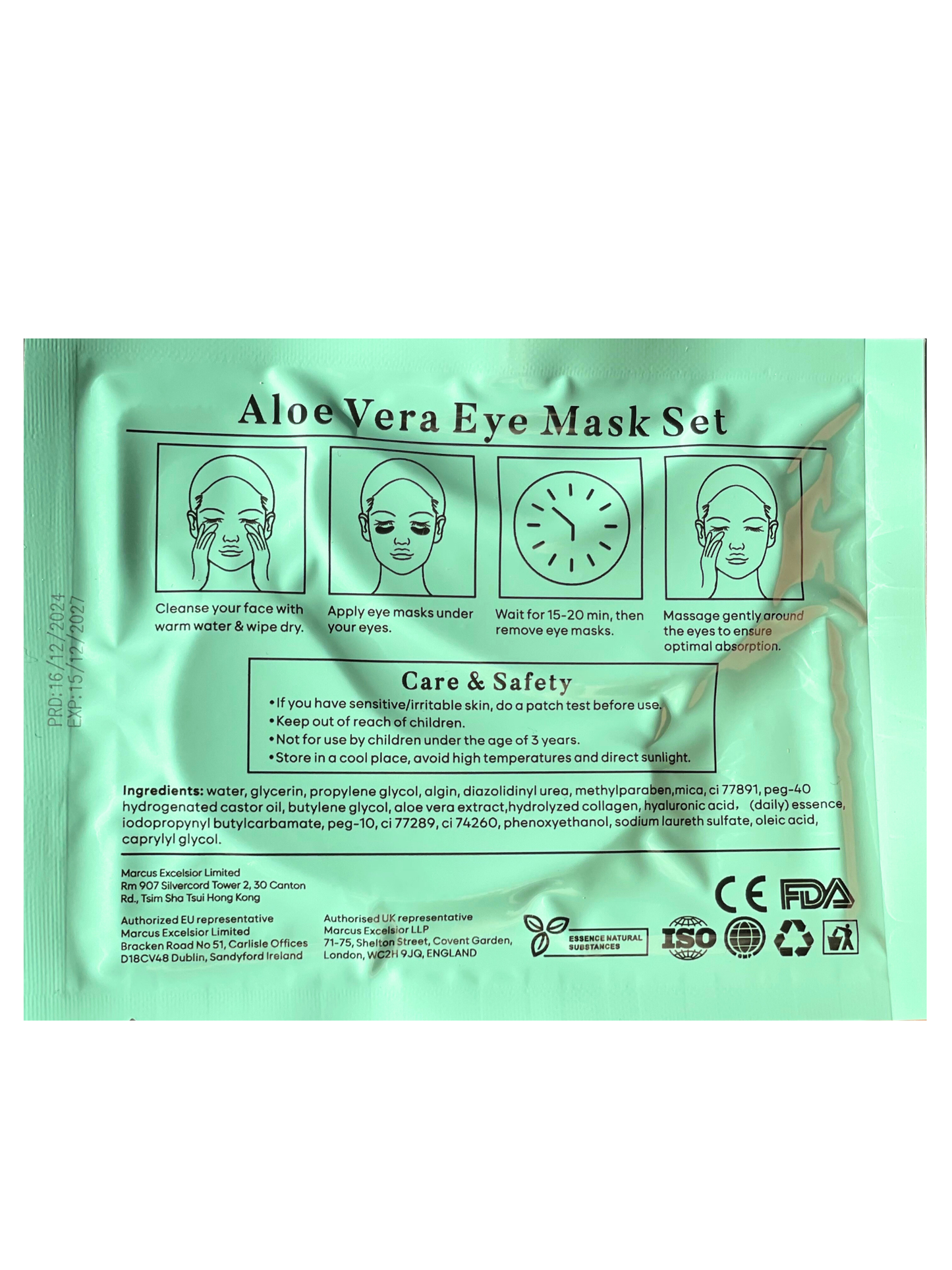 Lower Eye Masks - Vitamin C, Aloe Vera, Snail Mucin (3 masks)