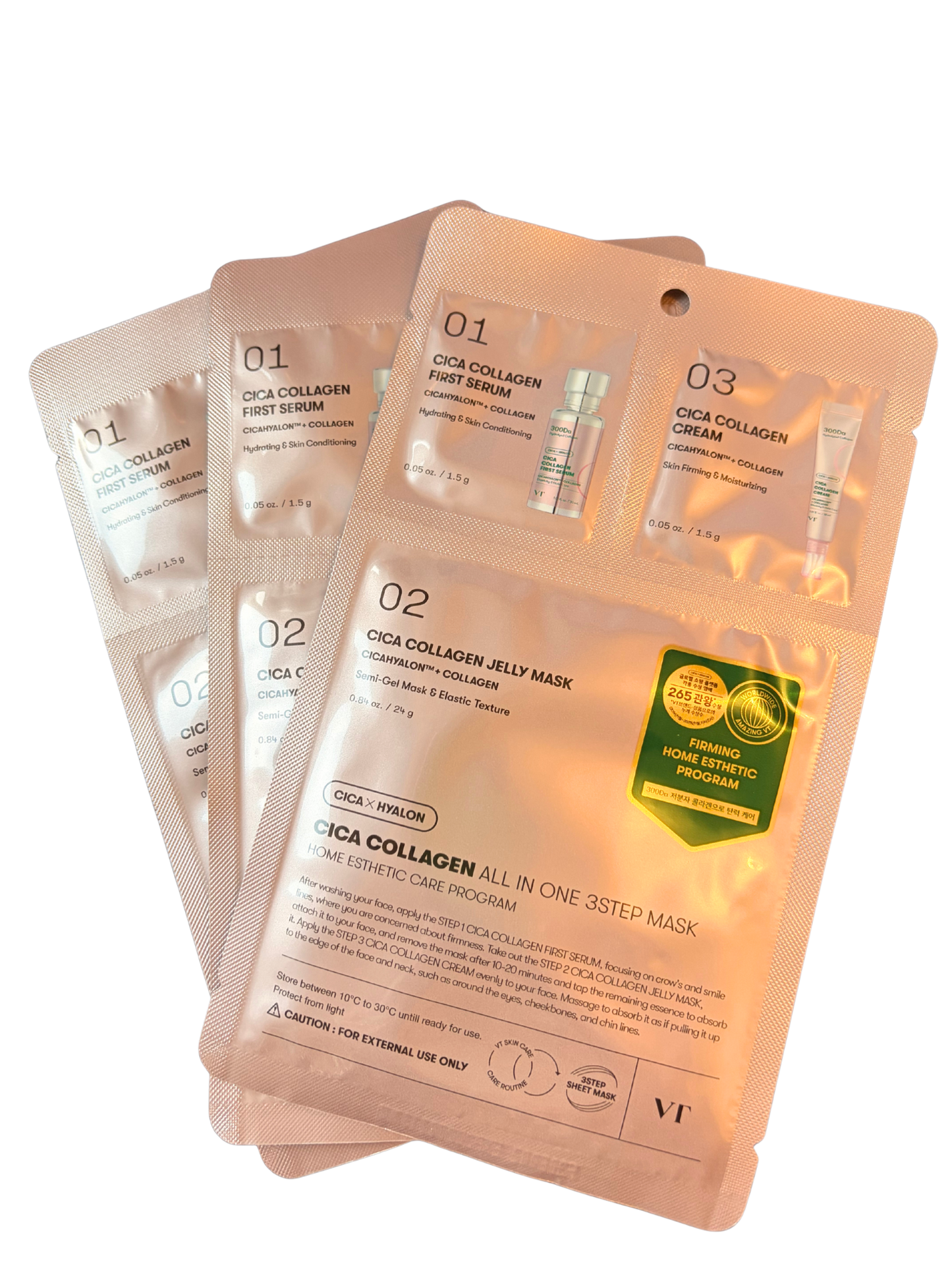 VT Cica Collagen Jelly Mask 3‑Step Set – Serum + Cream + Sheet Mask for Soothing Skin