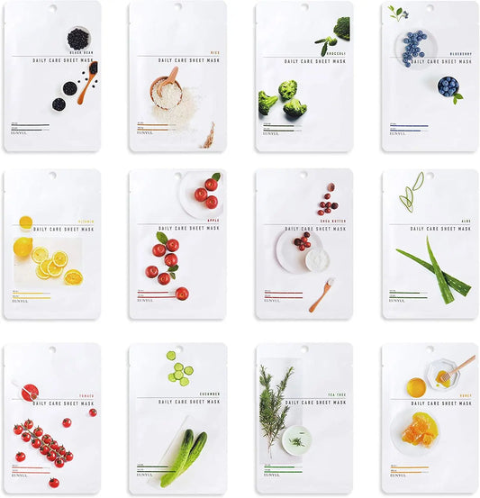EUNYUL Face Sheet Mask Pack 12 - Korean Skincare Hydrating Facial Masks (12 sheets) Face K